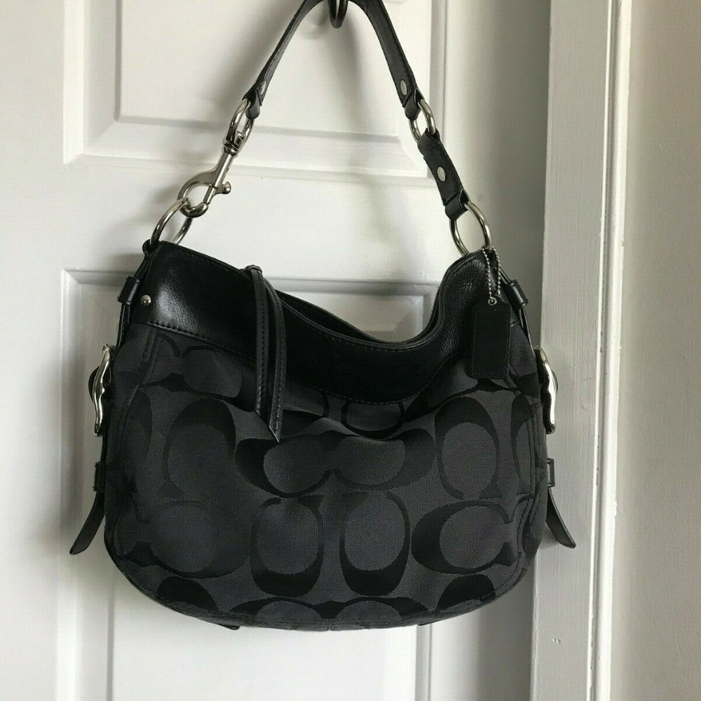 COACH ZOE Canvas BLACK HOBO Bag